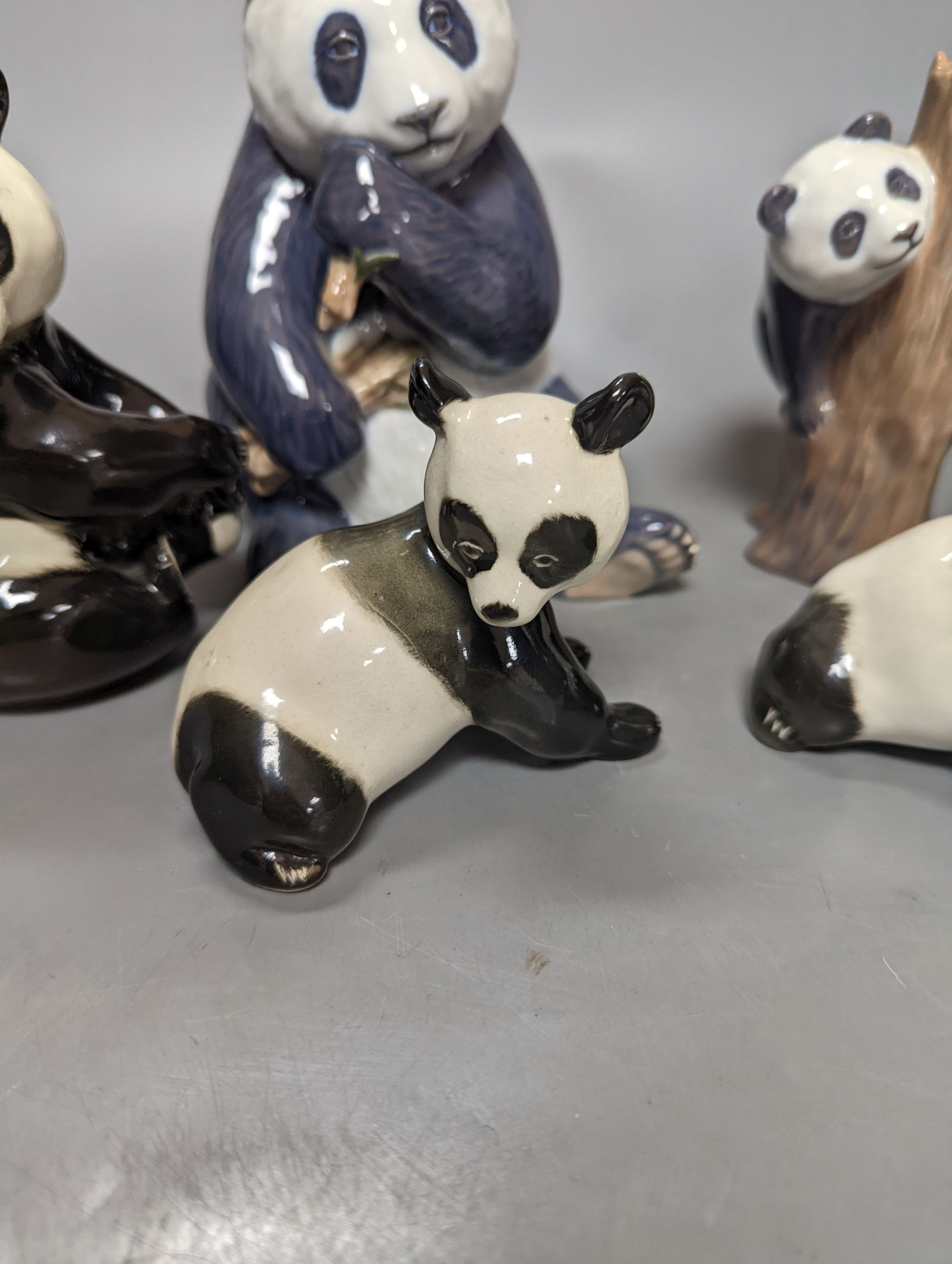 A Copenhagen panda and five USSR animal models, tallest 17cm.